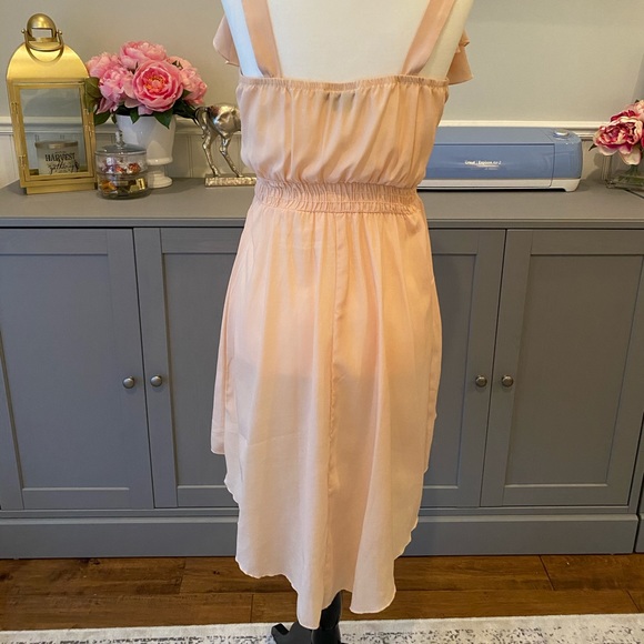 Peach ruffle asymmetrical high low summer dress - Picture 6 of 6